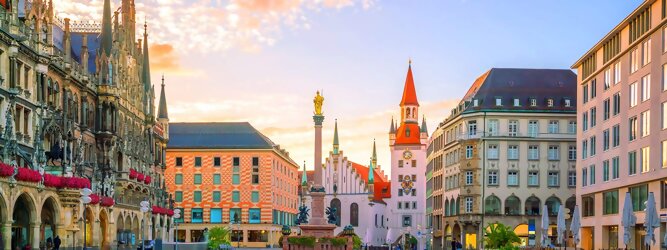 Trip Rooms Stadt Urlaub - München - Lebensqualität par excellence – bietet München und Umgebung. Das, wissen definitiv alle, die schon als „Münchner Kindl“ das Licht der Welt erblickt haben. Ob einheimisch oder zugereist, dem lässigen gemütlichen Charme entwischt man nicht. Die Biergartenkultur kommt gut an, Grillen und Picknicken an der Isar oder im Englischen Garten gefällt, und macht Lust auf Wiederholung. Die beliebtesten Orte für München Ferien, locken mit besten Angebote für Hotels und Ferienunterkünfte mit Werbeaktionen, Rabatten, Sonderangebote für München Urlaub buchen. Reisedaten eingeben und Hotel Flug Mietwagen Attraktionen Taxis für eine München Reise flexibel buchen. Sollten sich die Pläne ändern, sind viele der Unterkünfte und Zimmer in München kostenfrei stornierbar.